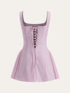 Polka Dot Lace-Up Back Dress