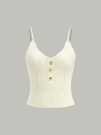 Ribbed Knit Metal Button Cami Top