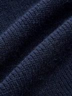 Denim Panel Asymmetric V-Neck Knit Top