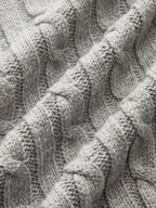 Metal Button Denim Collar Cable-Knit Top