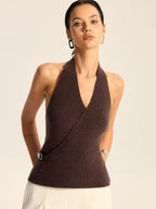 Halter Neck Backless Knit Top