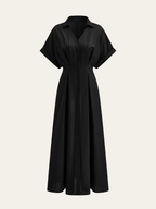 Pleated Button-Front Shirt Dress