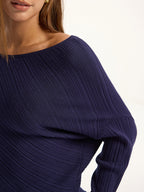 Textured Off-Shoulder Asymmetric Sweater