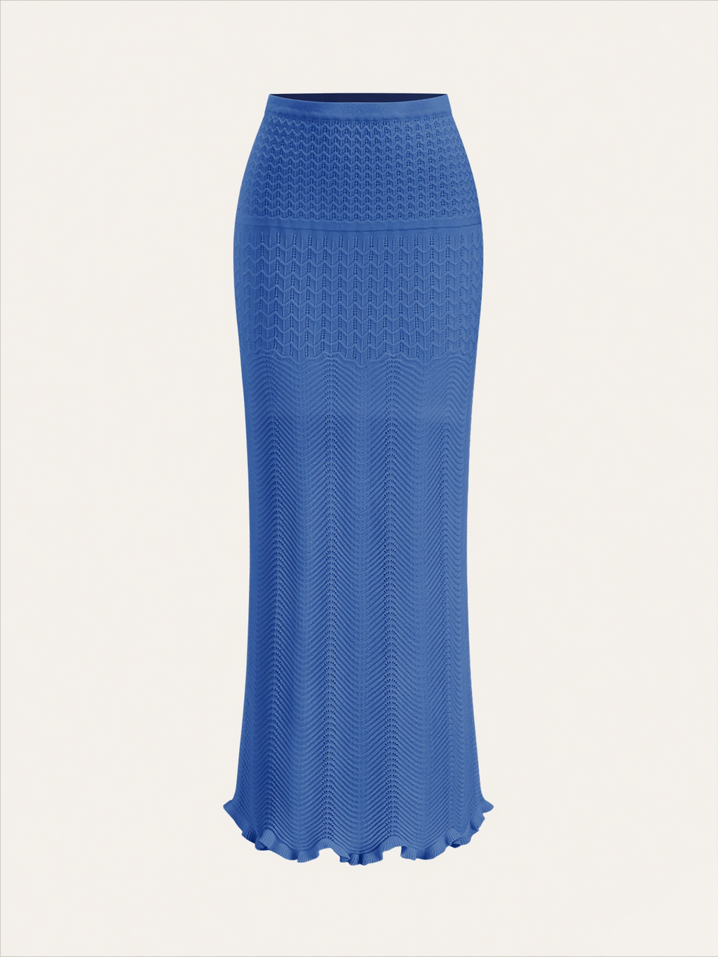 Wave Pattern Knit Maxi Skirt