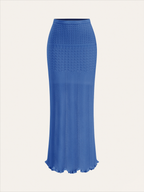 Wave Pattern Knit Maxi Skirt