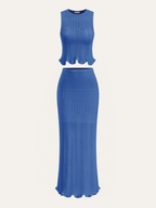 Wave Pattern Sleeveless Knit Top
