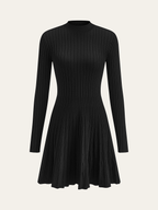 Mock Neck Flared Sweater Dress
