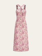 Halter Neck Floral Print Midi Dress