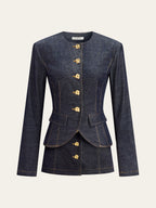 Metal Button Fitted Tailored Jacket