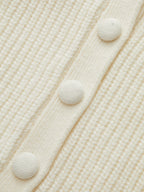 V-Neck Button Wool Blend Cable Knit Cardigan