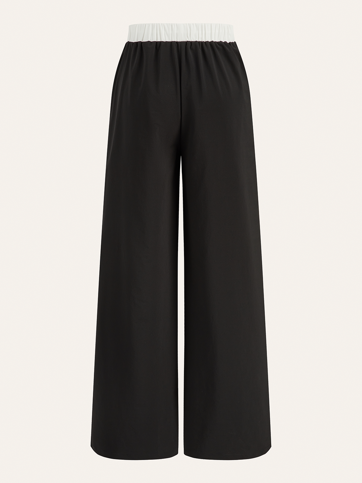 Contrast Waistband Drawstring Wide-Leg Pants