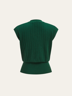 Metal Detail Cap Sleeve Ribbed Knit Vest