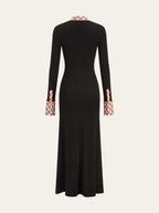 Print Trim Shirt Collar Maxi Dress