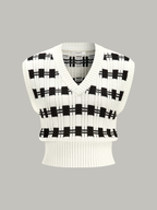 V-neck Plaid Sweater Vest