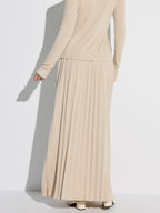 Pleated Wool Blend Sweater Skirt
