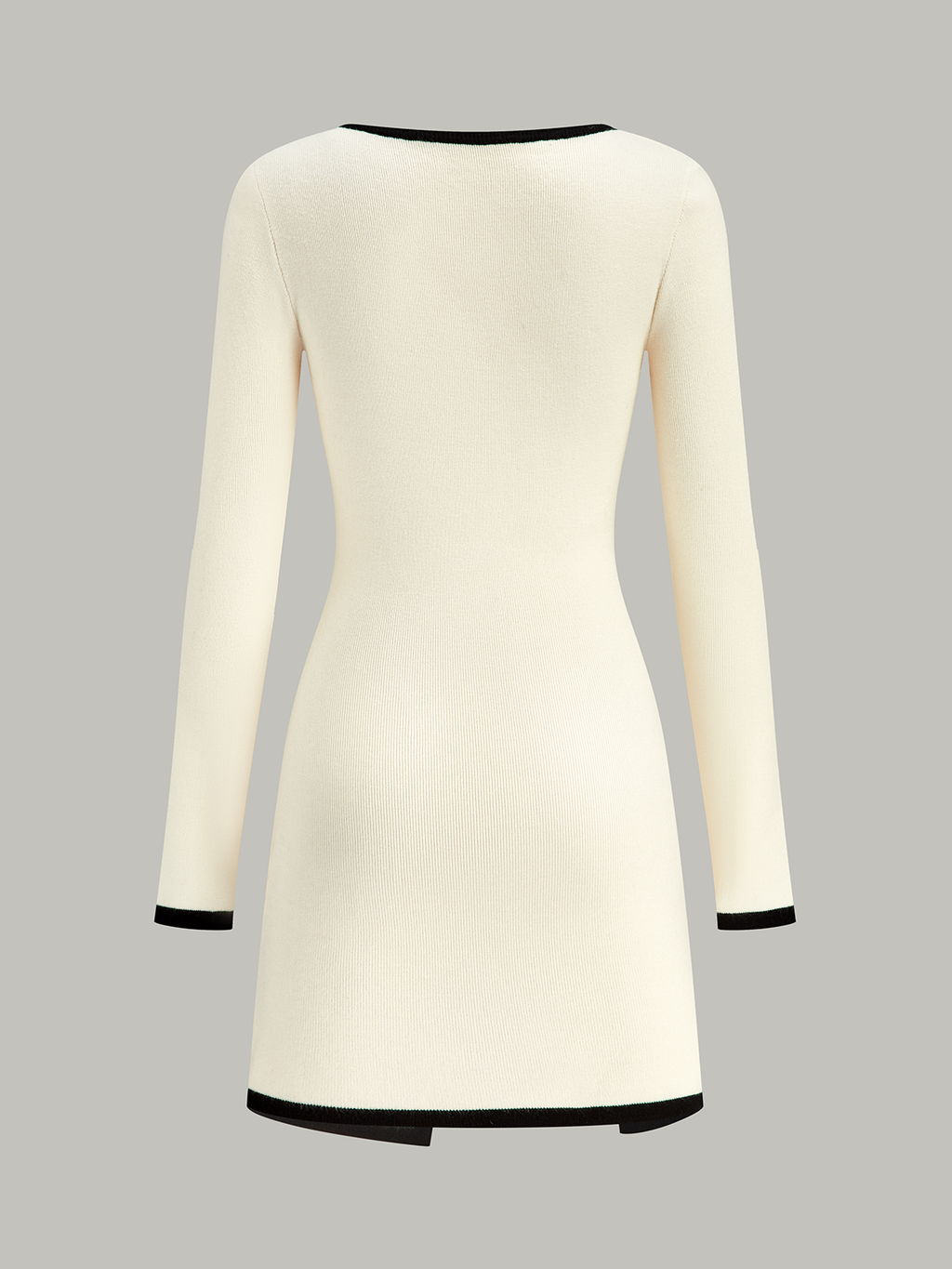 Contrast Trim Long Sleeve Sweater Dress