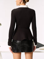 2 in 1 Shirt Panel Ribbed Peplum Cardigan