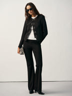 Round Neck Double-Breasted Blazer