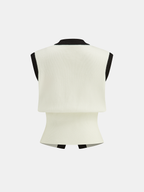 Contrast Trim Knit Vest and Midi Skirt Set