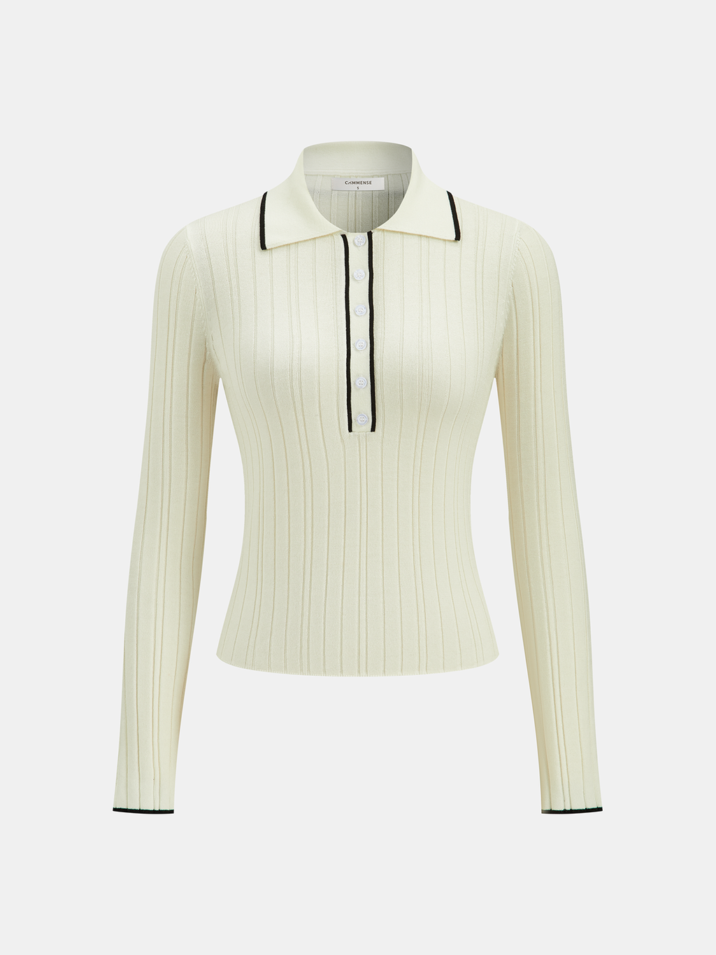 Contrast Trim Wool Blend Polo Neck Sweater