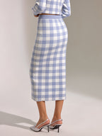 Vintage Plaid Wool Blend Sweater Skirt