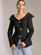 Large Lapel Off-Shoulder Blazer
