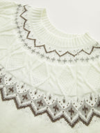 Fair Isle Pattern Short Sleeve Knit Top
