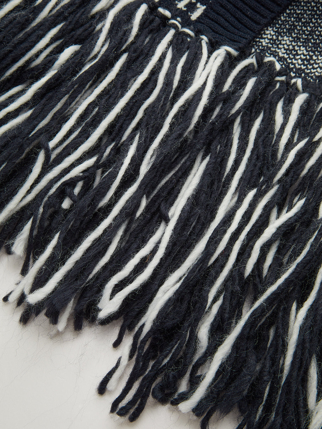 Horse-Pattern Wool Blend Fringe Cardigan