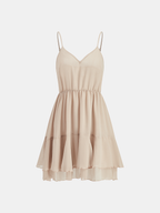 Tiered Ruffle Chiffon Mini Dress Set with Liner
