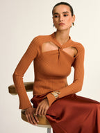 Twist Cut-Out Knit Top