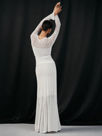 Lace Paneled Knit Maxi Skirt