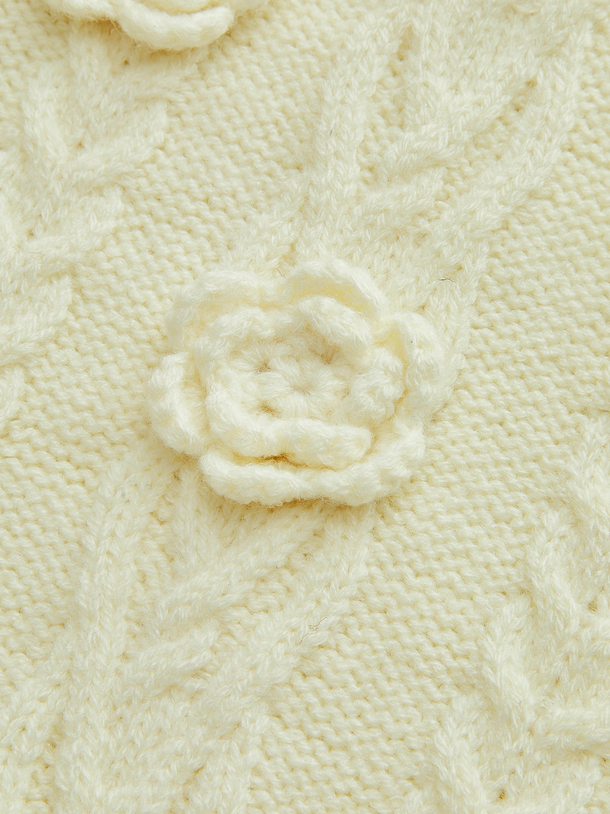 3D Floral Collared Cable Knit Top