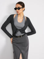 2 in 1 Twist Color-Block Wool Blend Knit Top