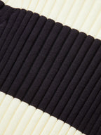 Color-Block Mock Neck Ribbed Knit Top