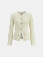 Metal Button Tweed Blazer