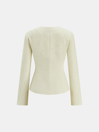 Metal Button Tweed Blazer