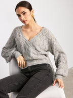 Scalloped Edge Reversible Wool Blend Sweater