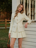 Metal Button Tweed Blazer