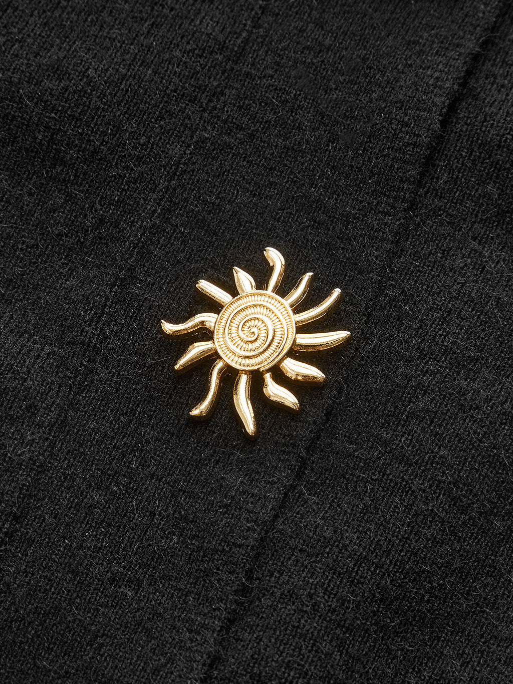 Metal Sun Button Tie-Back Cardigan