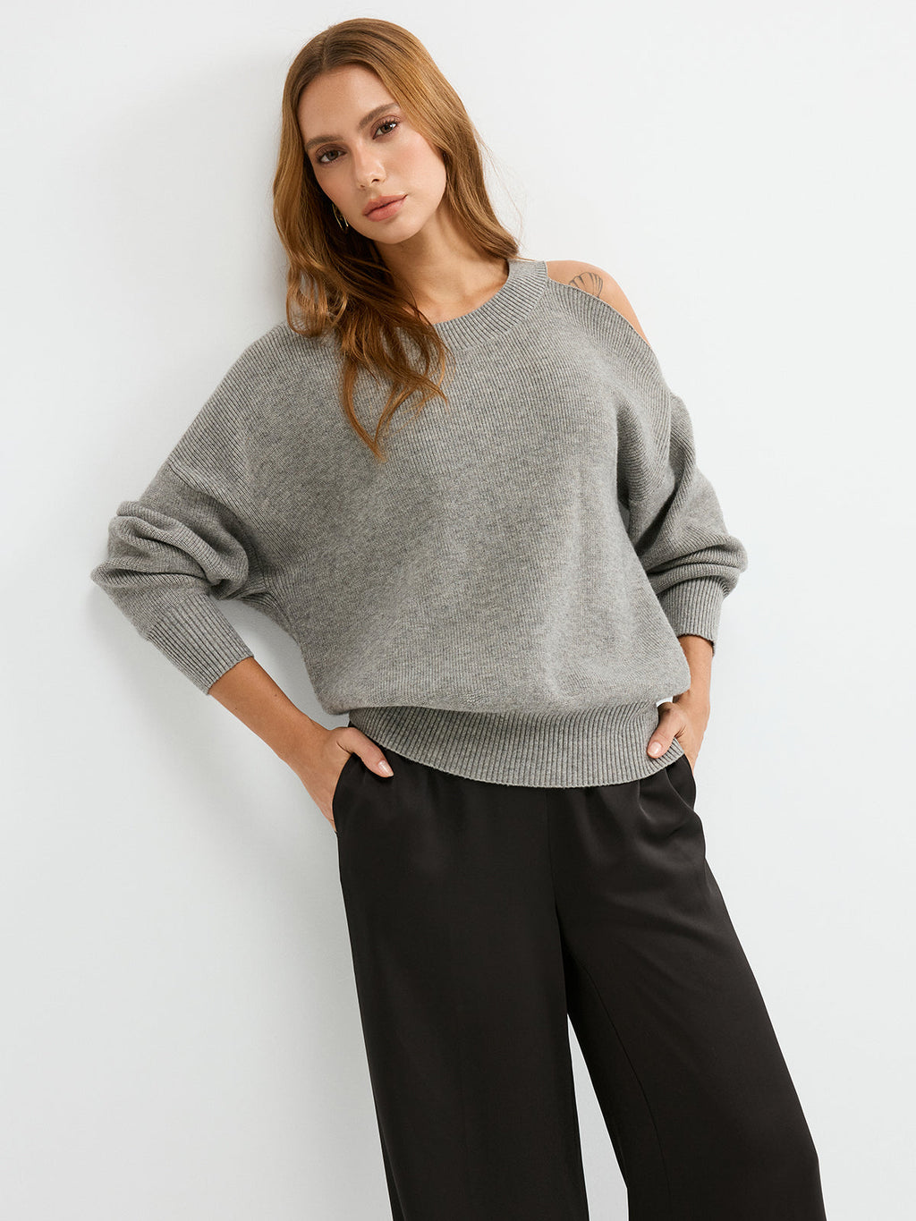Reversible Cold-Shoulder Knit Top