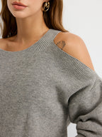 Reversible Cold-Shoulder Knit Top