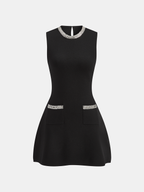 Sleeveless Flared Dress with Sequin Embellishments