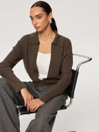 2 in 1 Color-Block Wool Blend Polo Collar Sweater