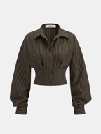 Cinched Waist Striped Shirt