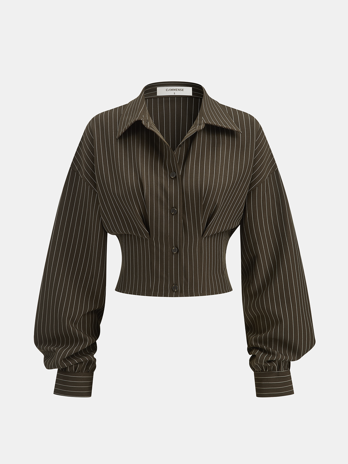 Cinched Waist Striped Shirt