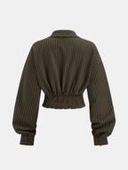 Cinched Waist Striped Shirt