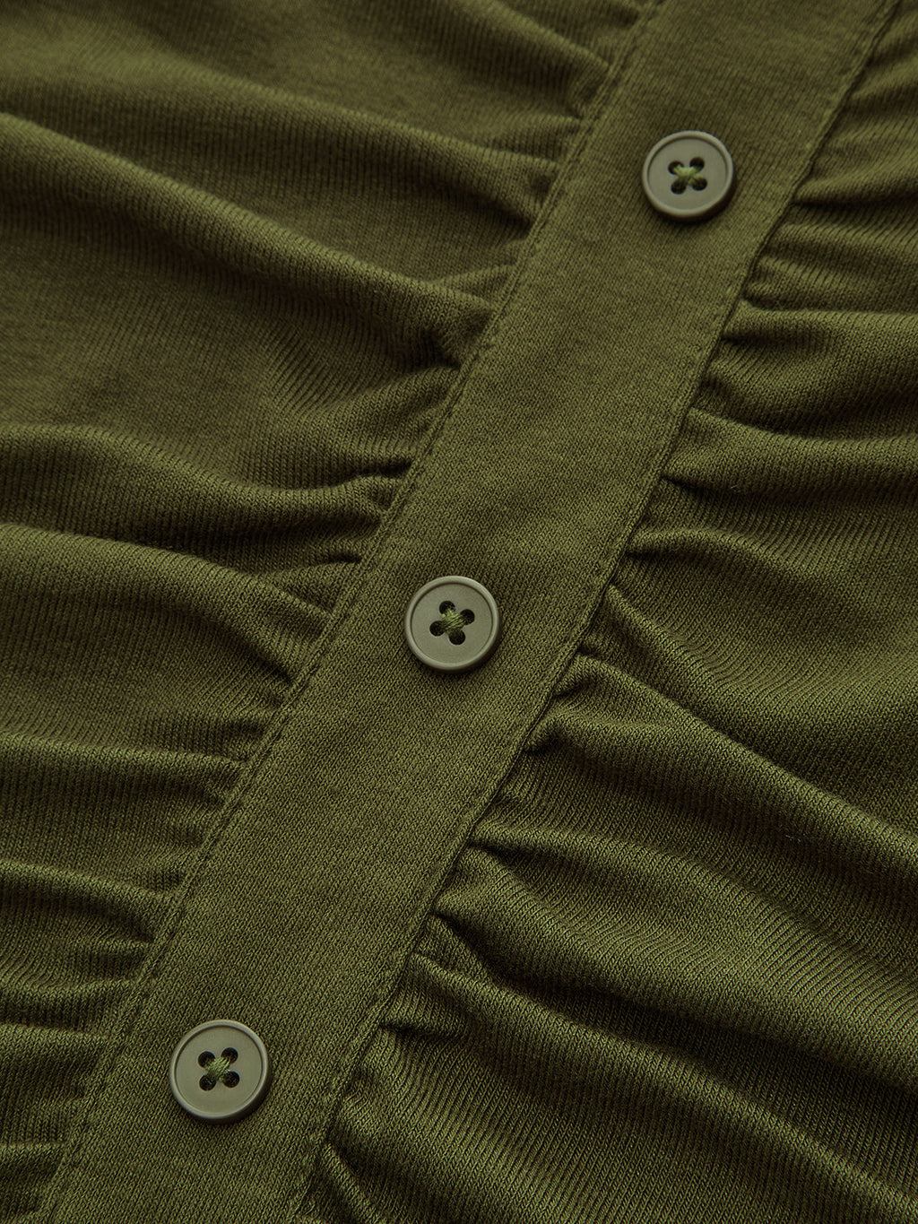 Turtleneck Ruched Decor Button Knit Top