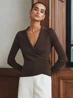 Ribbed Knit Collared Top