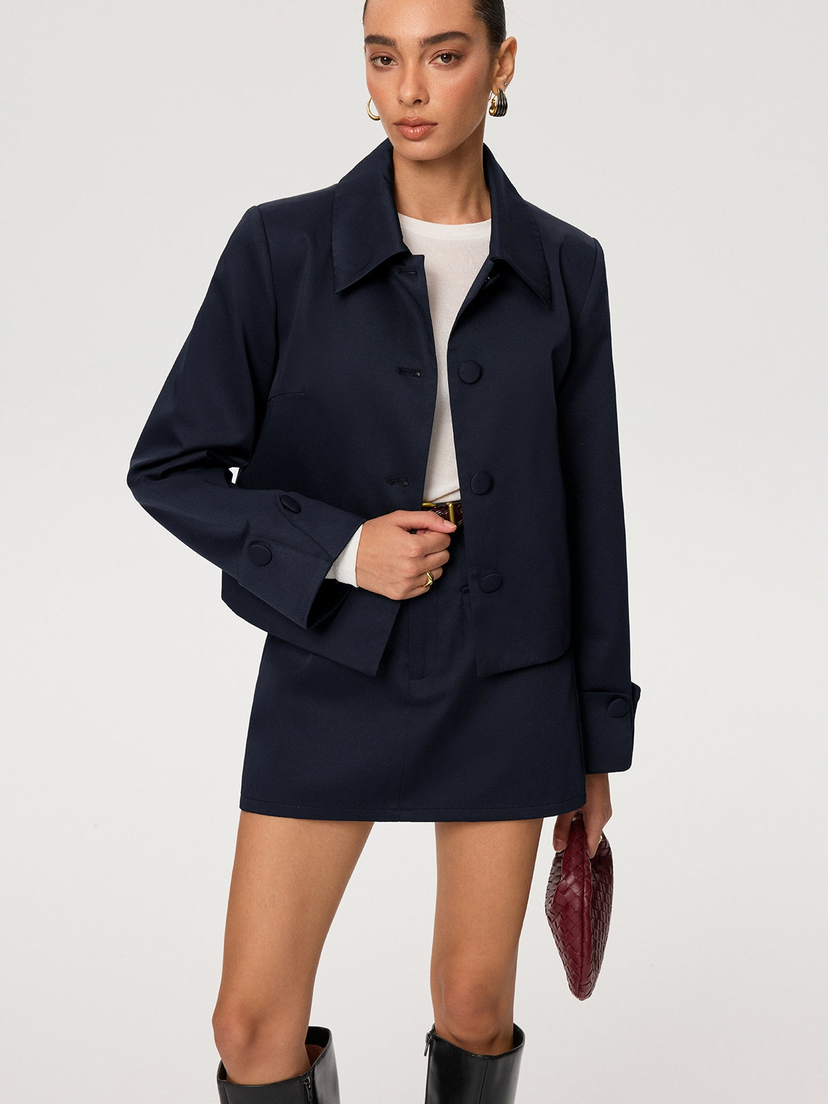Cotton Blend Mini Skirt without Belt