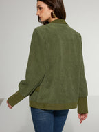 Corduroy Lapel Metal Button Blazer